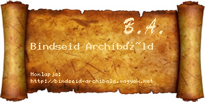 Bindseid Archibáld névjegykártya